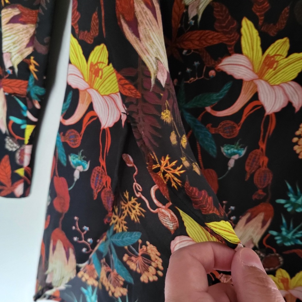 H&M multicolor botanical garden floral long sleeved‎ blouse Tunic Top Size 14 - Picture 10 of 12